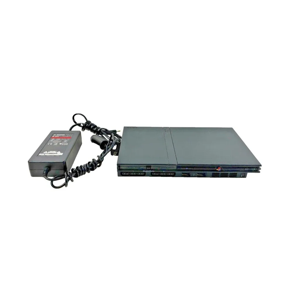 Sony PlayStation 2 Slim Black Console SCPH-75001 with Power Source Tested